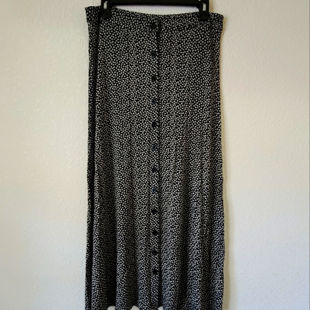 Spanish Brand "Xantik" Button Down Print Midi Skirt Size Large NWT